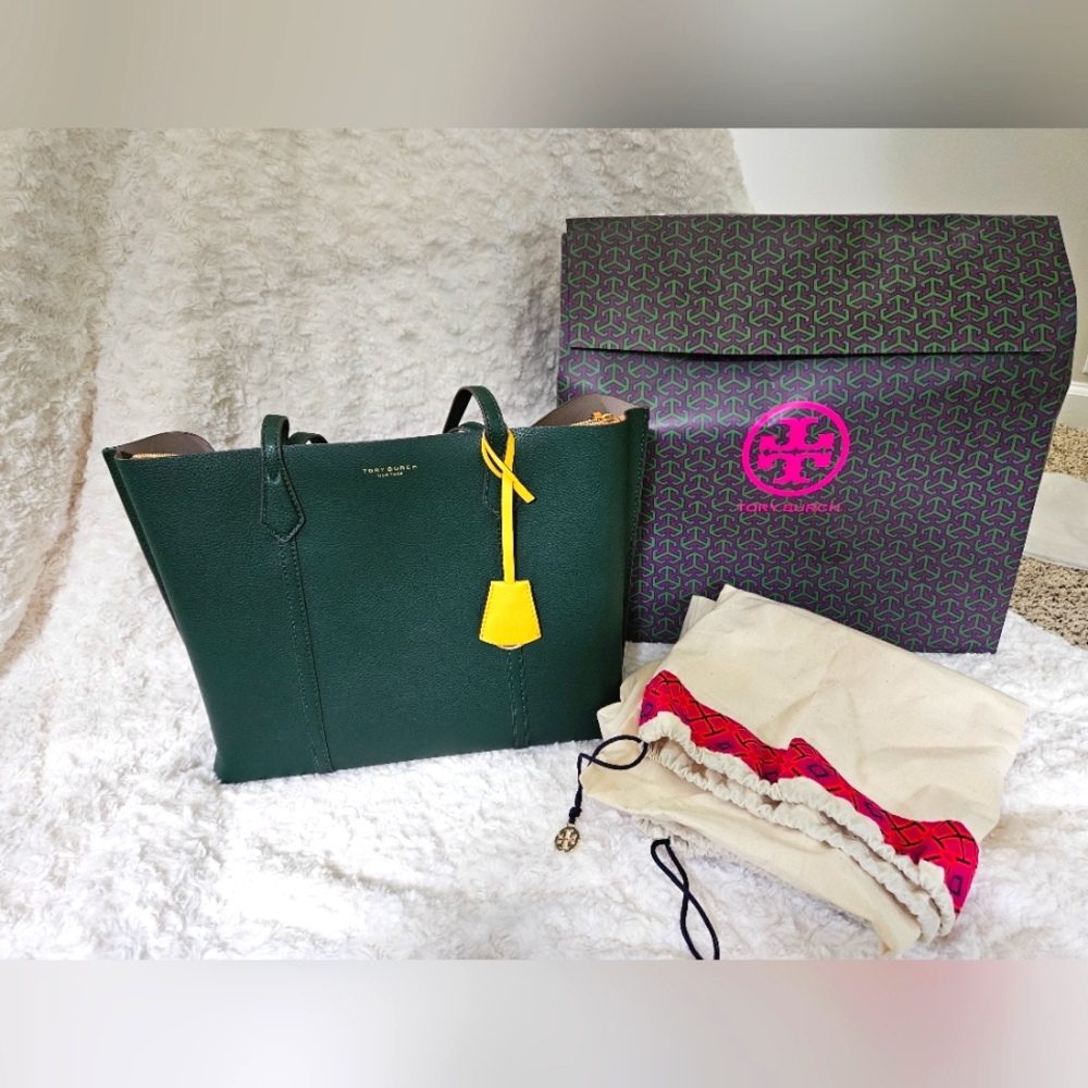 Tory Burch dark green tote bag NWOT